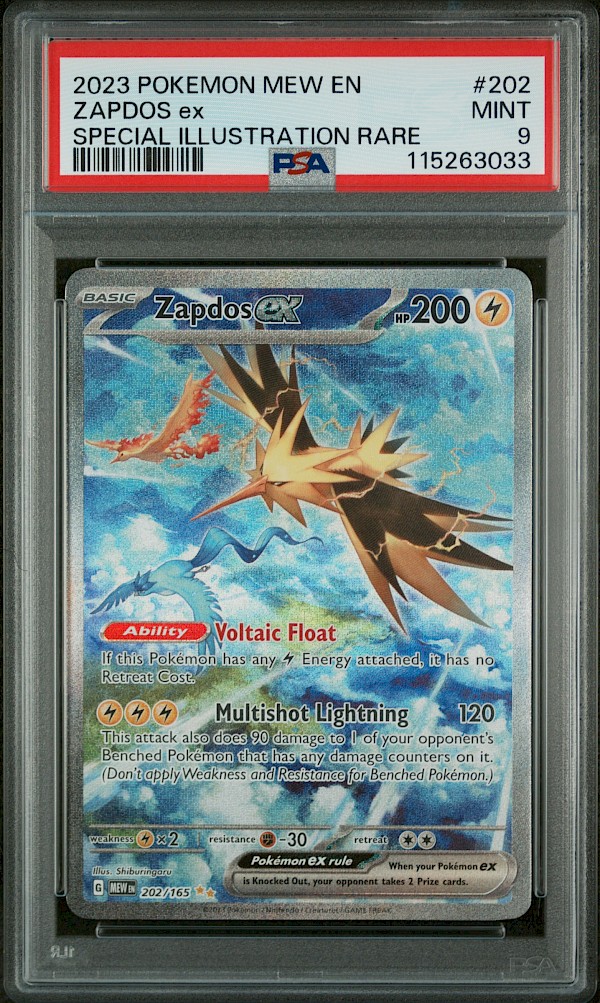 Zapdos EX (PSA 9) - 202/165 (Pok&egrave;mon 151)