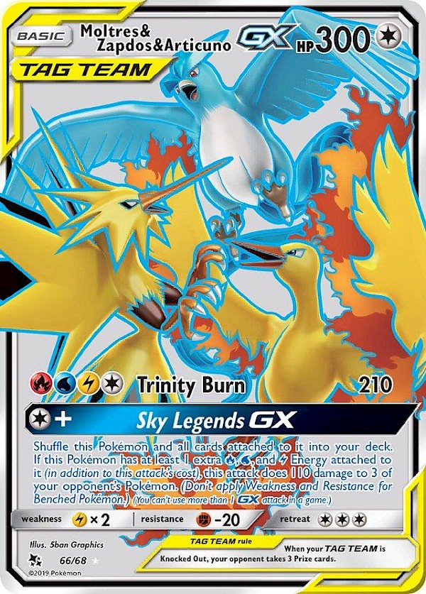 Moltres & Zapdos & Articuno GX (Full Art) - 66/68 (Hidden Fates)
