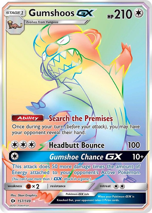 Gumshoos GX (Secret) - 157/149 (Sun & Moon Base Set)