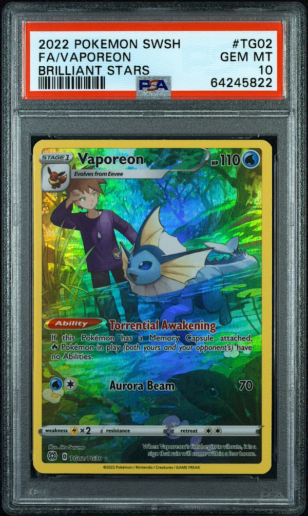 Vaporeon (PSA 10) - TG02/TG30 (Brilliant Stars Trainer Gallery)