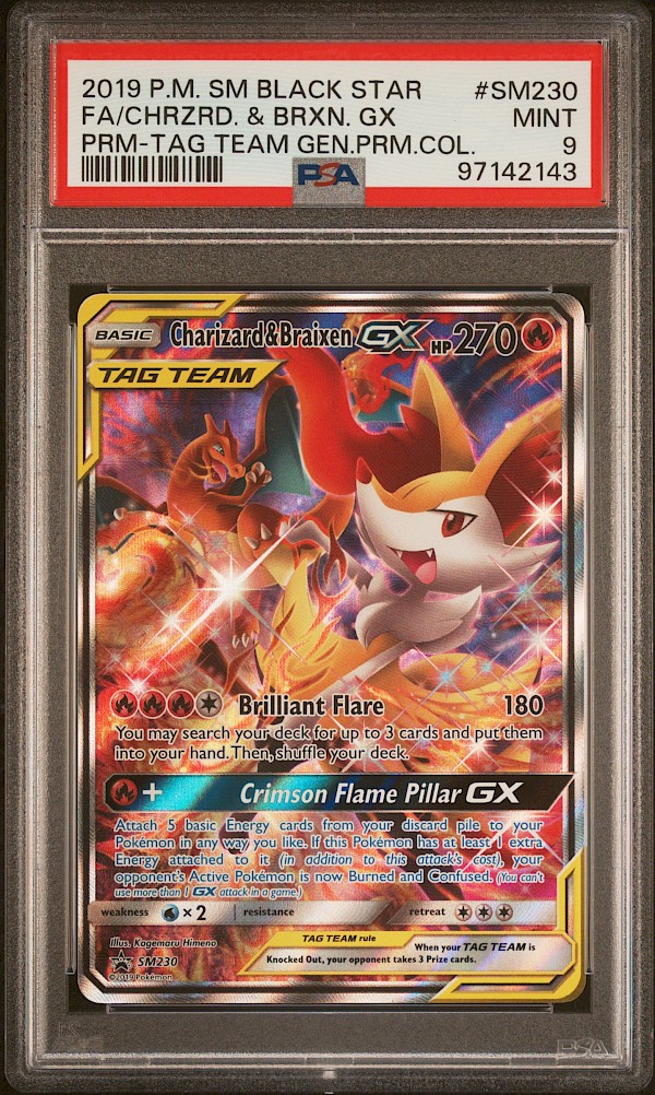 Charizard & Braixen GX (PSA 9) - SM230 (Sun & Moon Promo)