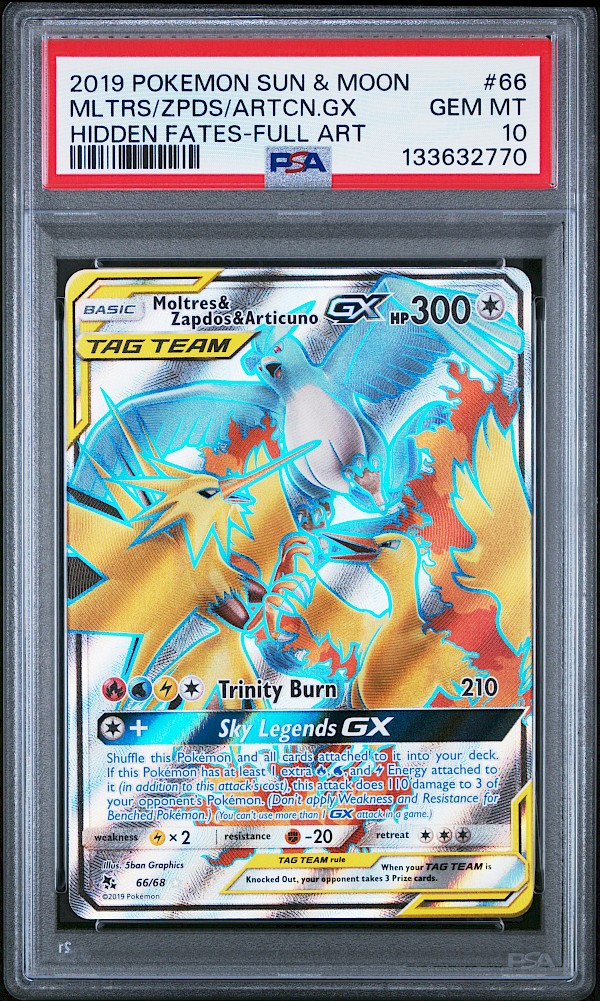 Moltres & Zapdos & Articuno GX (PSA 10) - 66/68 (Hidden Fates)